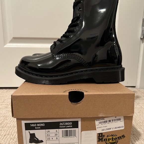 SOLD Women's Black Patent Dr.Martens Boots - Picture 7 of 9